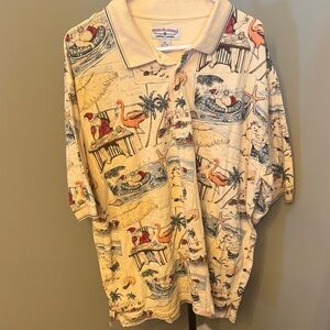 Colorful Tropical Print Men's Polo Shirt